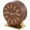 Faux Leather Round Decorative Clock with Rectangular Base